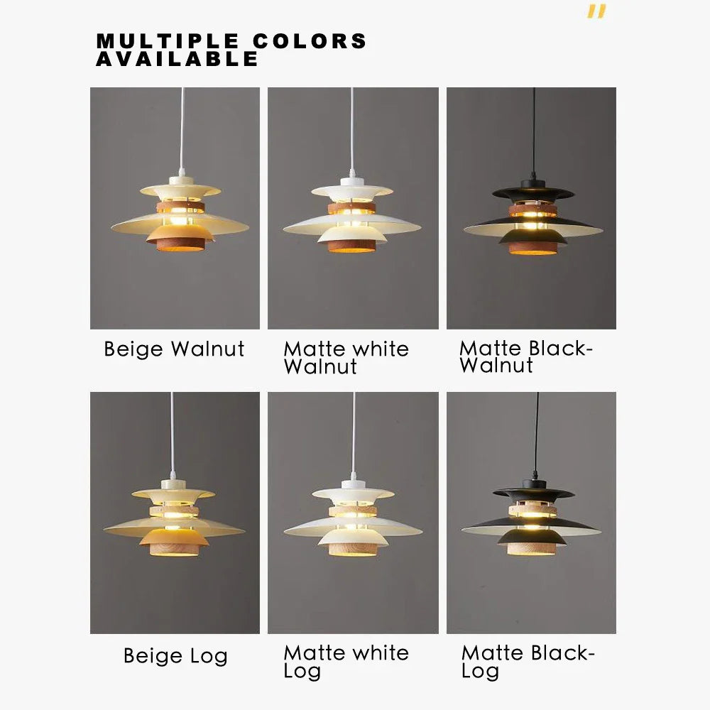Lustre Design Danois LED Rétro en Noyer - Lampe Suspendue