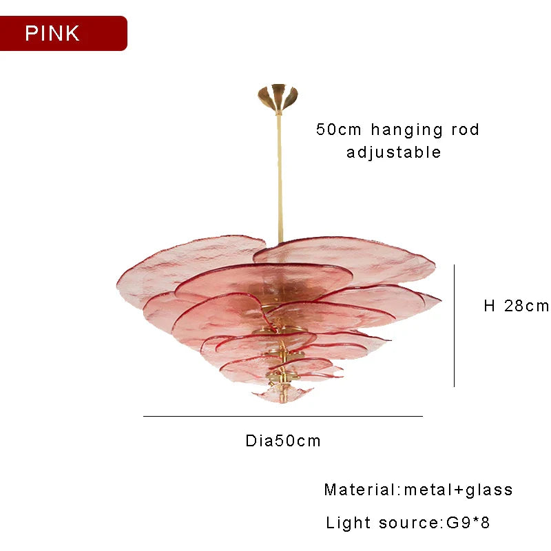 Lustre rétro led de luxe en verre coloré