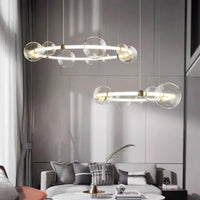 Lustre de luxe à bulles à LED en verre transparent créatif
