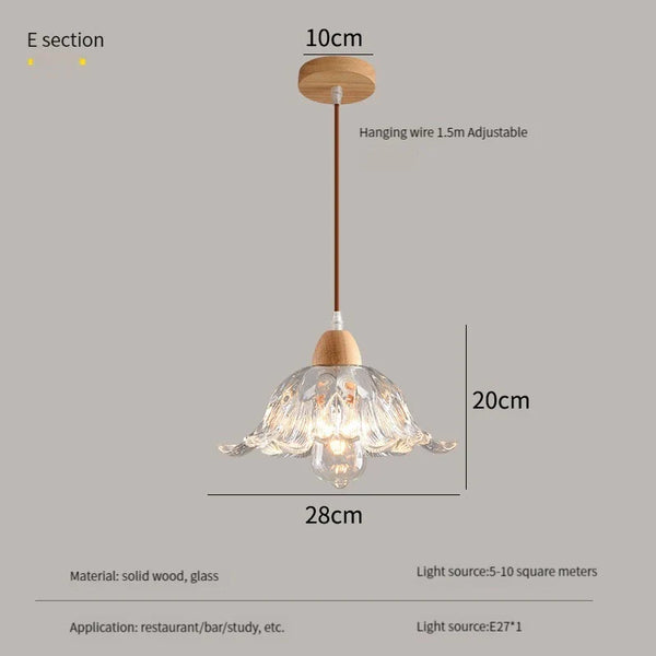Lustre Nordique LED Suspendu Moderne en Bois et Verre - Collection Scandinave