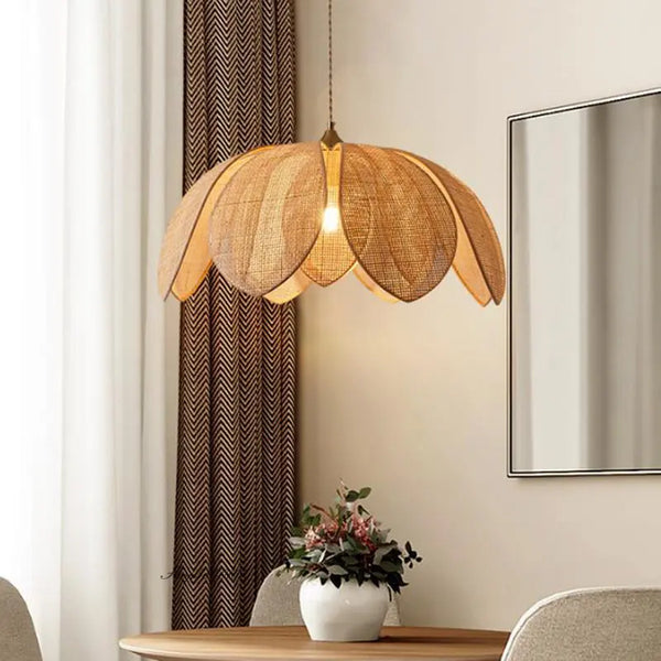 Suspension cannage Chinois en rotin naturel