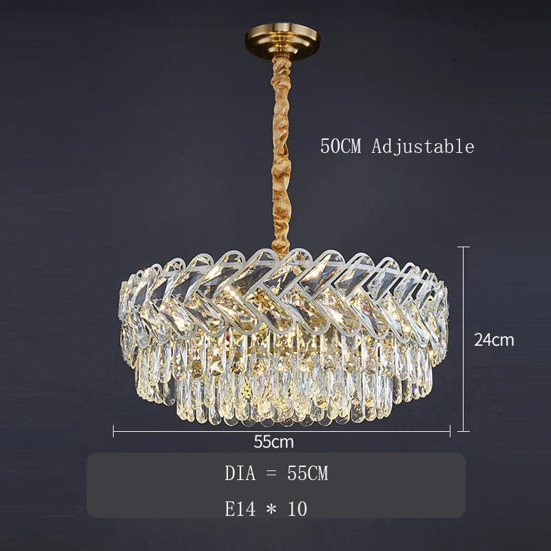 Lustre LED Moderne de Luxe en Cristal pour Salon et Salle à Manger