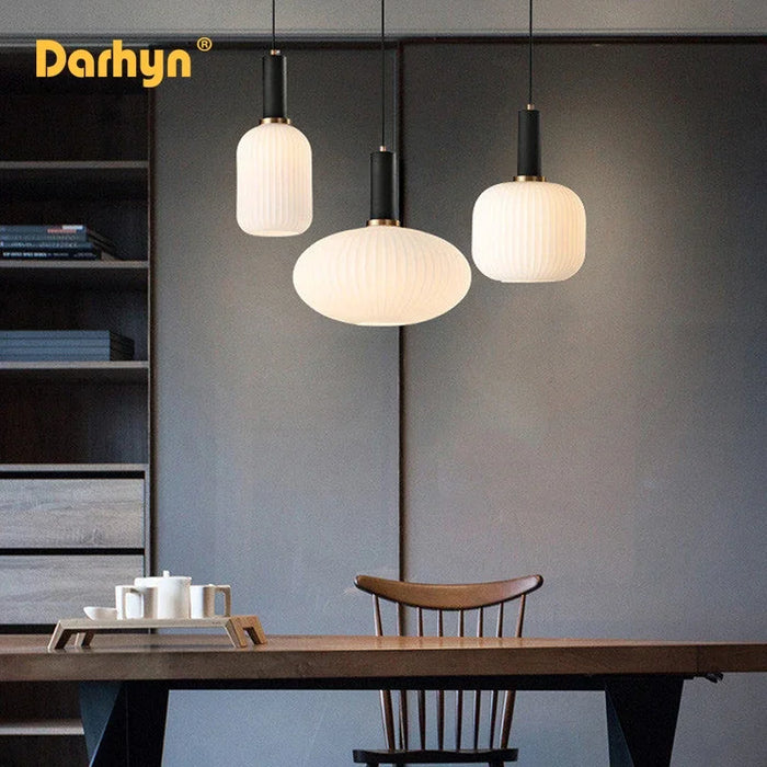 Lustre Nordique LED en Verre Suspendu pour Restaurant - Design Épuré