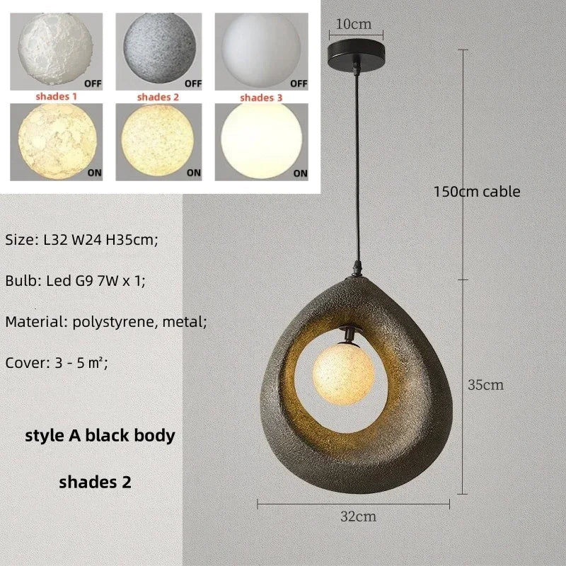 Nordique Suspension LED pour Salle à Manger - Collection Wabi Sabi