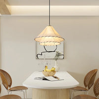 Suspension Luminaire nordique en tissu LED Wabi Sabi pour décoration de salon et chambre, en coton lin créatif
