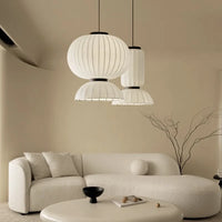 Lustre boule ovale en tissu japonais en soie design