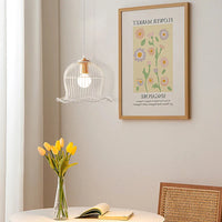 Suspension Lumineuse en Métal Blanc Nordique Forme de Fleur pour Restaurant et Salon