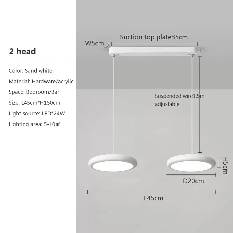 Lustre LED Nordique Vert 1-3 Tête Disque Suspension - Luminaire Design pour Salon, Chambre, Cuisine - Décor Maison