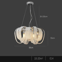 Lustre Nordique Moderne en Cristal avec LED et Glands Lumineux