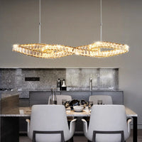 Lustres modernes en cristal de luxe LED Suspended Gold