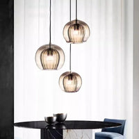 Suspension LED en verre au design nordique - Gris fumé influence scandinave