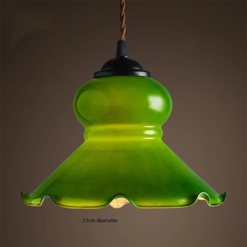 Suspension Vintage Américaine en Cuivre Bois Verre Edison