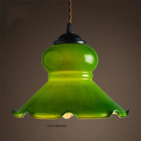 Suspension Vintage Américaine en Cuivre Bois Verre Edison