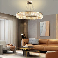 Lustre LED en cristal Losange Rond à plusieurs anneaux de luxe 2024