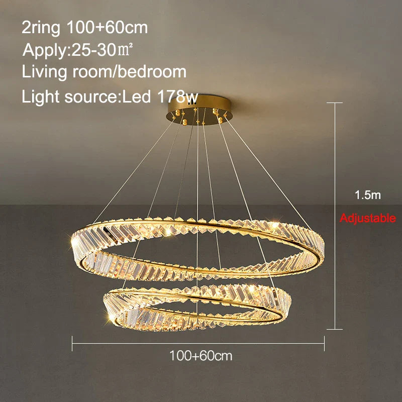 Lustre de plafond en cristal LED nordique de luxe pour salon et salle à manger