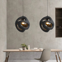 Lustre Restaurant Design Wabi Sabi Nordique LED Handcrafted-Style Japonais Interior Loft Suspension Lumière Noire