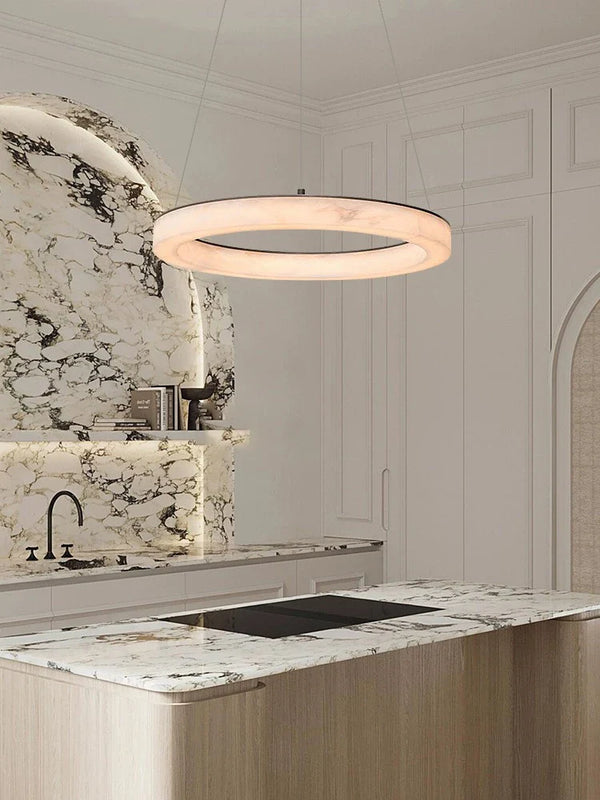 Lustre LED rond en marbre de haute qualité