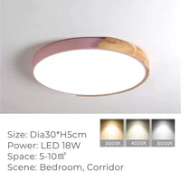 Plafonnier Led rond Ultra-fin Grain de Bois Prestige