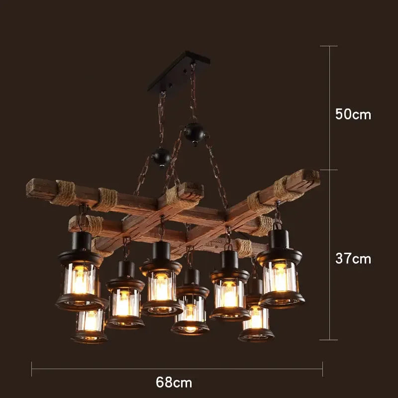 Lustre LED rétro industriel antique LOFT Bar Vintage Art bois E27