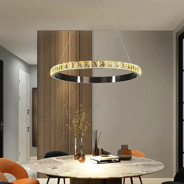 Lustre de luxe en cristal pour hôtel et villa - Élégance Intemporelle
