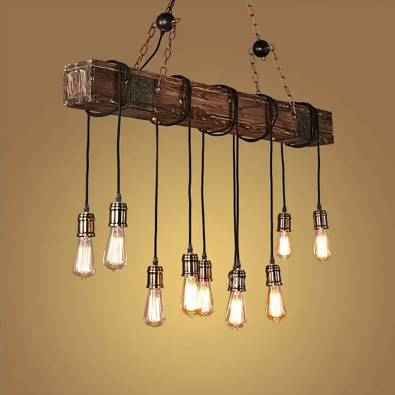 Lustre LED rétro industriel antique LOFT Bar Vintage Art bois E27