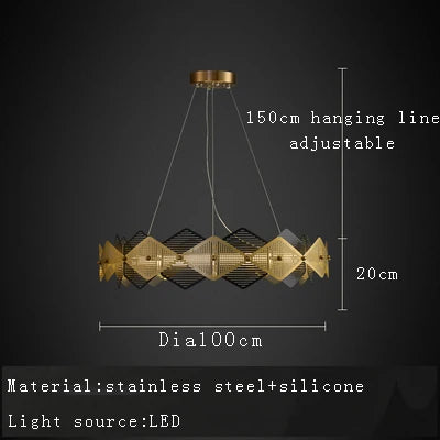 Lustre post-moderne en acier inoxydable avec lampe LED minimalist italienne.