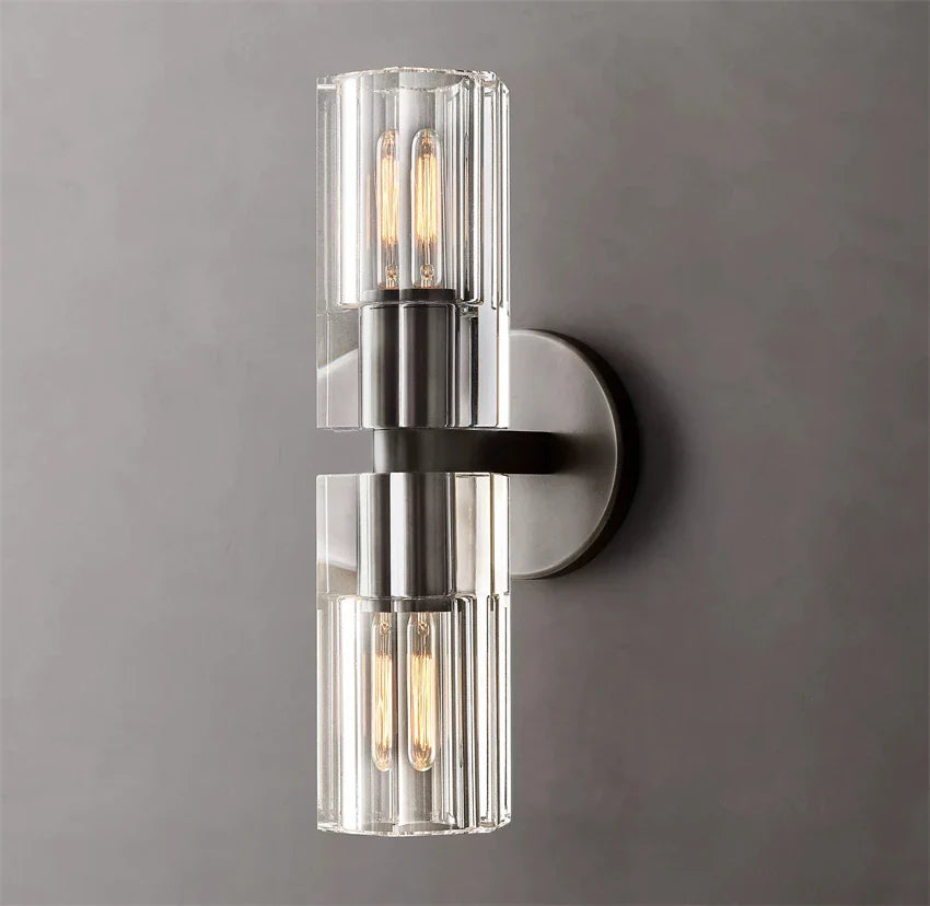 Applique murale LED Moderne en Cristal Clair et Nickel Laiton