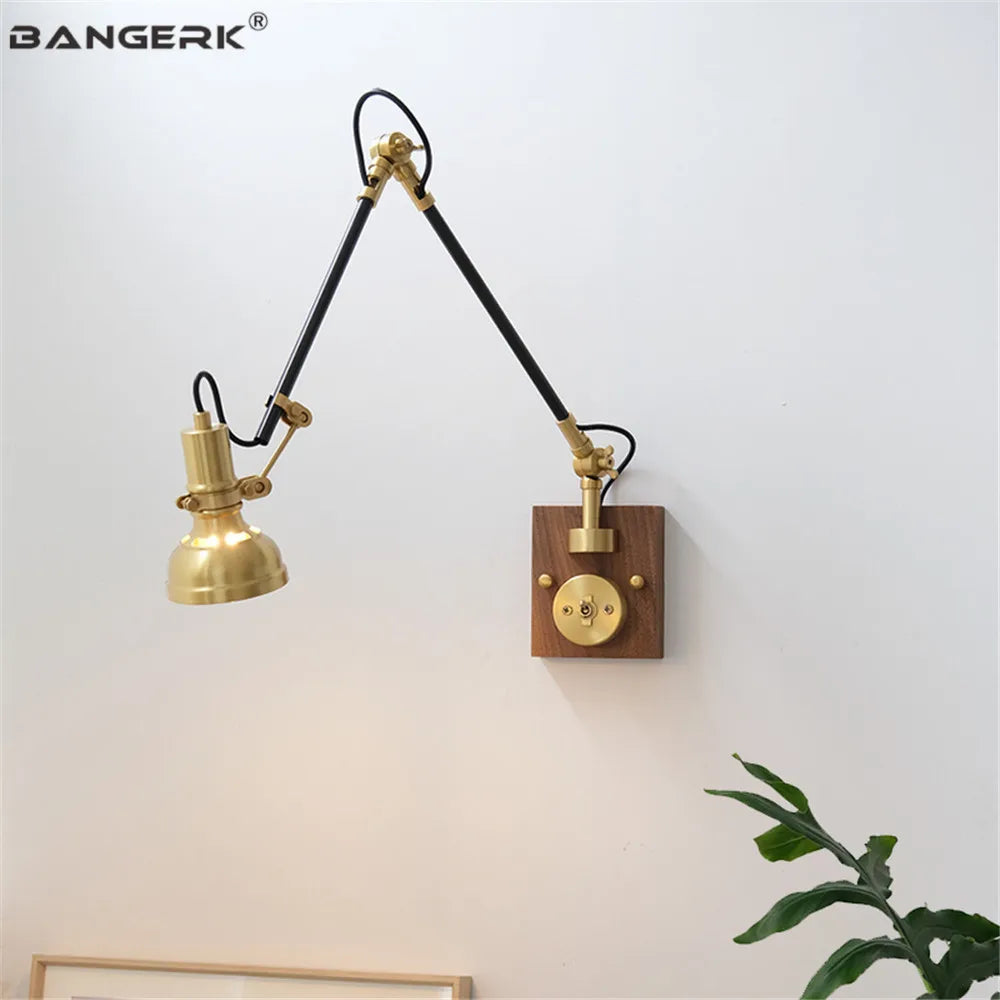 Applique murale nordique rétro en cuivre avec bras pivotant ajustable - Style Nordik