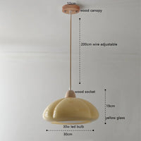 Suspension "Citrouille Lumineuse" en Verre LED Style Japonais Vintage en Bois