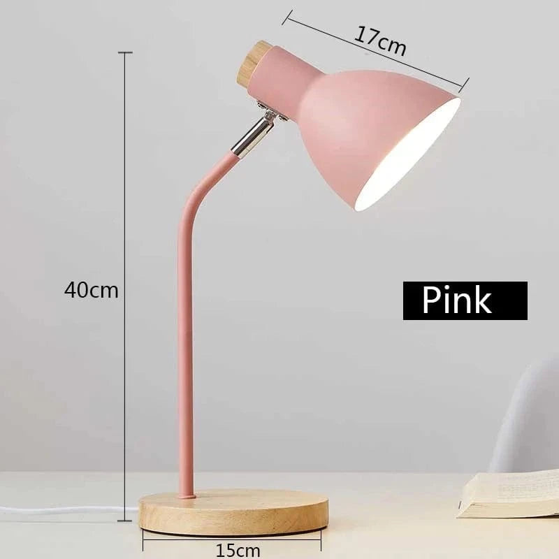 Lampe de table LED nordique en bois et fer avec protection oculaire