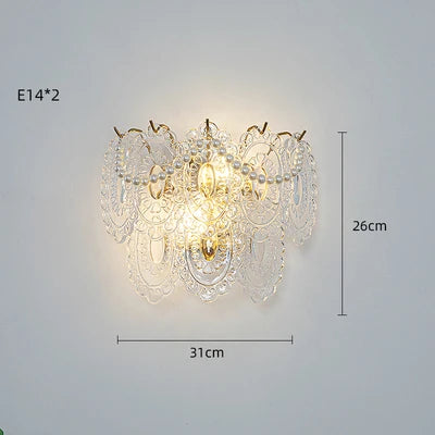 Applique Murale LED Design en Verre - Collection Perle Plume Feuille Coquille Soleil Fleur