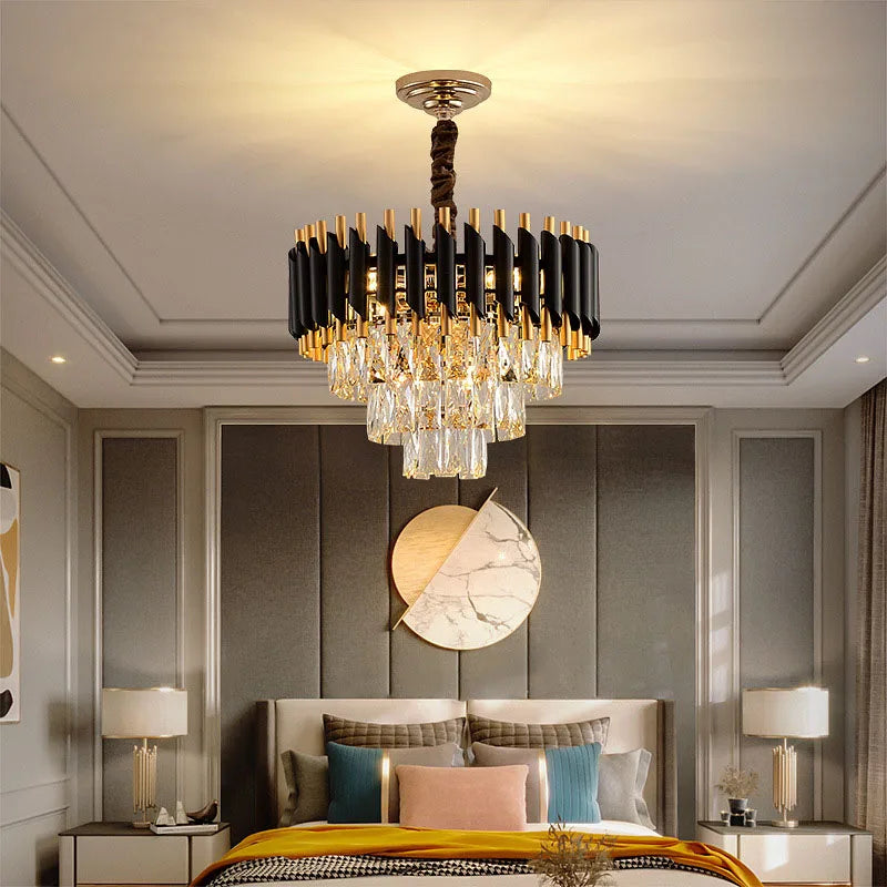 Lustre en cristal luxueux avec éclairage LED pour intérieur - Élégance illuminée