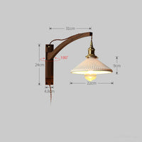 Applique murale japonaise en bois massif ajustable