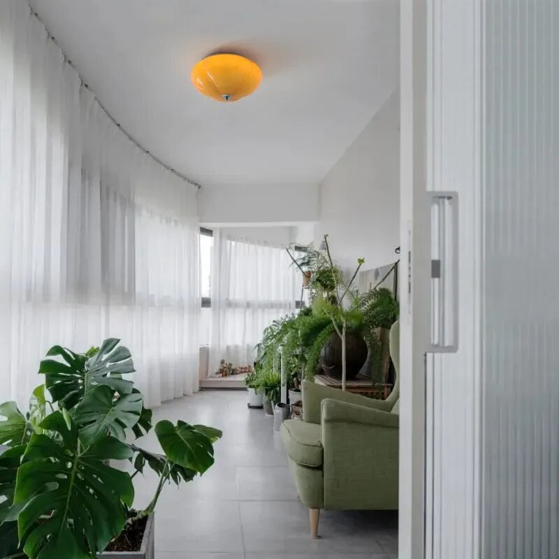 Lustre LED en verre citrouille.
