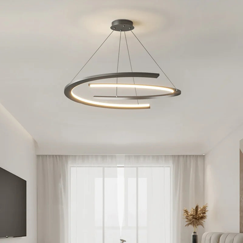 Lustre moderne nordique à anneaux pour restaurant