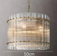 Lustre de luxe en cristal Double Anneau Doré LED Suspendu