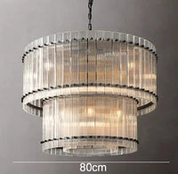 Lustre de luxe en cristal Double Anneau Doré LED Suspendu
