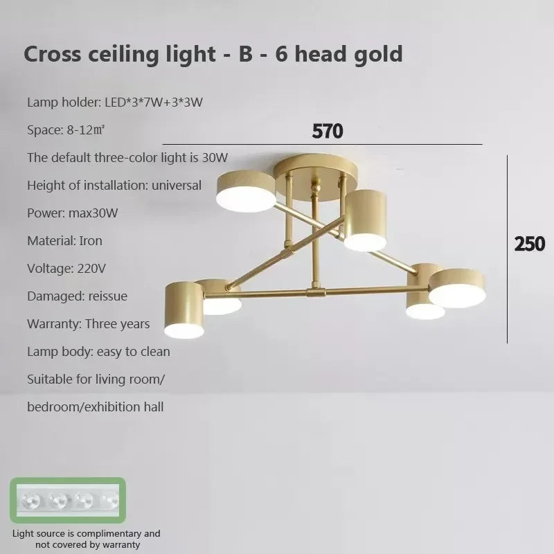 Lustre LED Moderne Chic en Noir, Blanc et Or