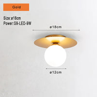 Plafonnier LED Noir et Or Boule en Verre