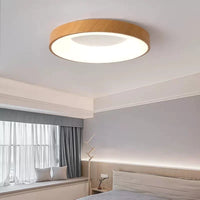 Plafonnier LED Rond Ultra-fin en Grain de Bois - Luxedéco