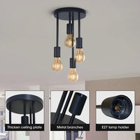 Plafonnier 5 Lampes Industriel Vintage Noires