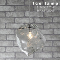 Suspension Luxe en Cristal de Glace Transparent pour Restaurants en Pierre de Verre Clair avec Cordon LED