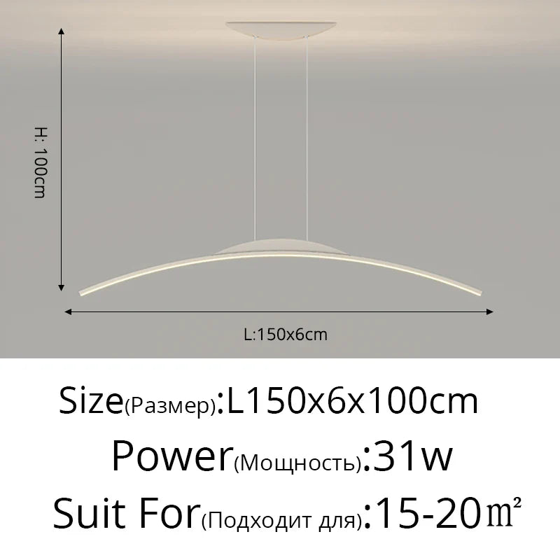 Lustre Long LED Minimaliste Éclat Moderne avec Hauteur Réglable