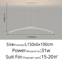 Lustre Long LED Minimaliste Éclat Moderne avec Hauteur Réglable