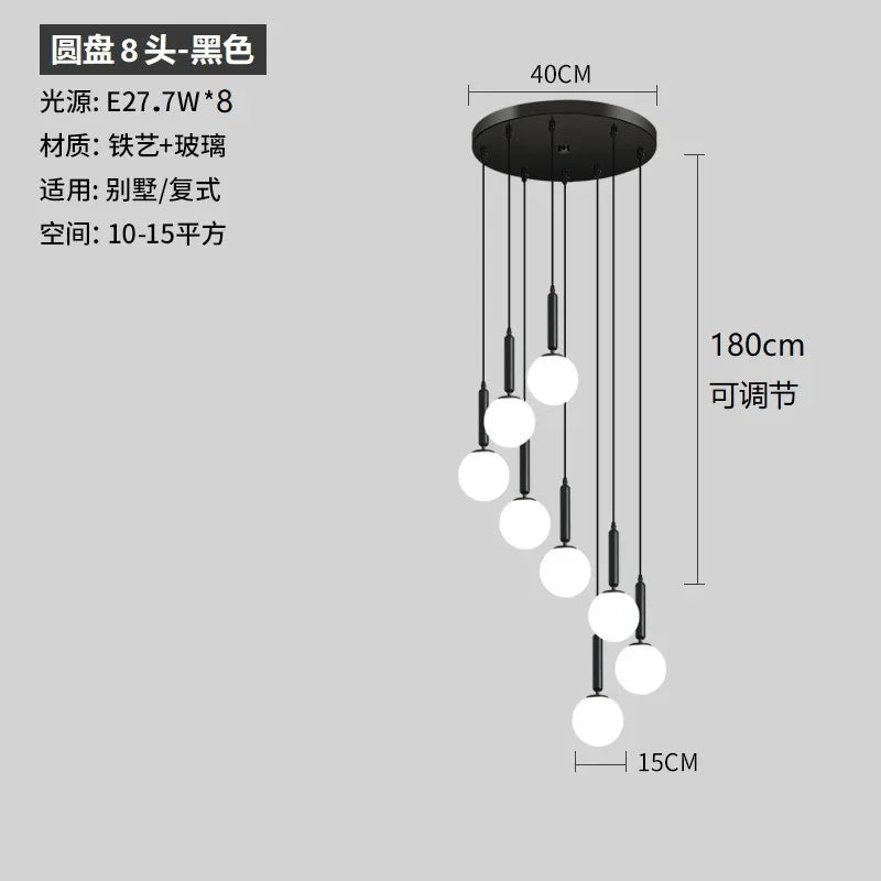 Lustre Deluxe pour Escalier à Lumière Longue en Cristal Orientation Rotative