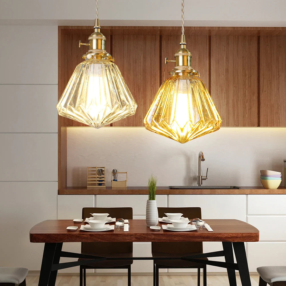 Suspension LED en verre moderne