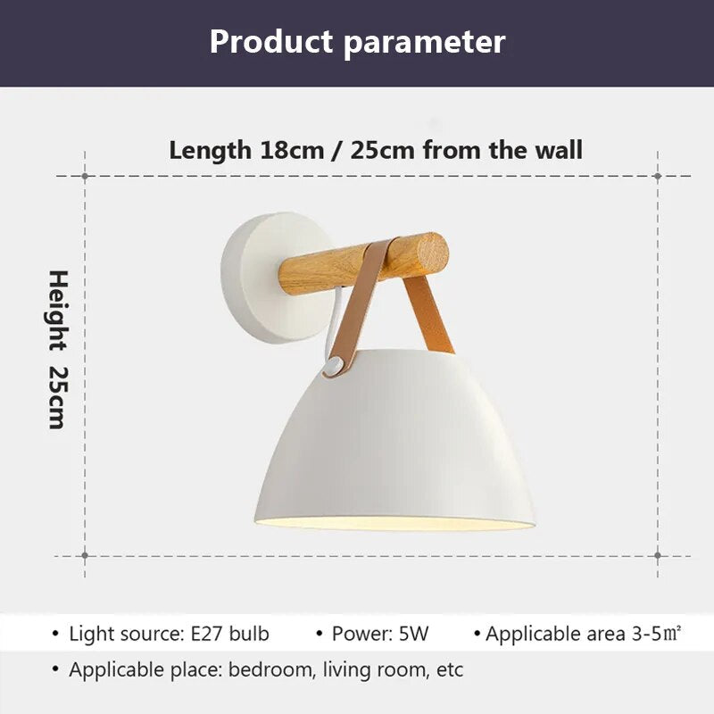 Applique murale Led en bois Nordique.