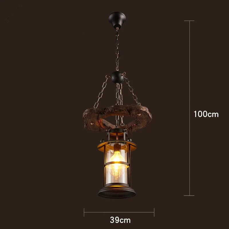 Lustre LED rétro industriel antique LOFT Bar Vintage Art bois E27