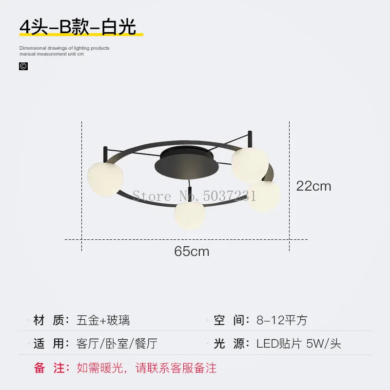 Plafonnier LED suspendu de style nordique moderne et minimaliste.