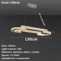 Lustre Nordique en Cristal et Acier Inoxydable avec Miroir LED Intérieur